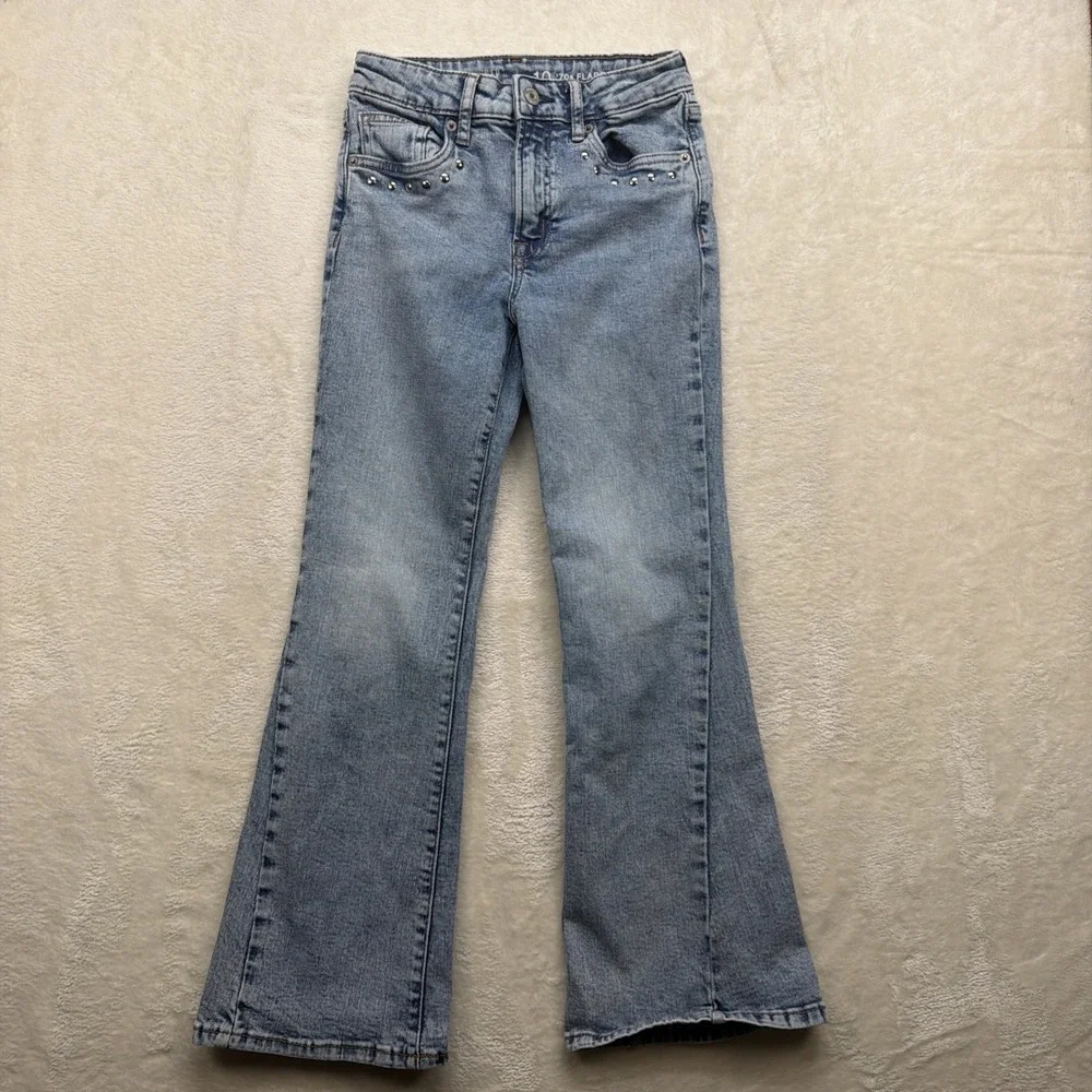 Gap Kids 70s Flare Jeans Girls 10‎ High Rise Light Wash Stretch Denim